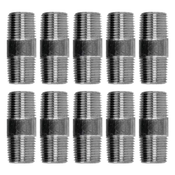 PIPE DECOR 1/2 in. x 2 in. Black Industrial Steel Grey Plumbing Nipple (10-Pack)