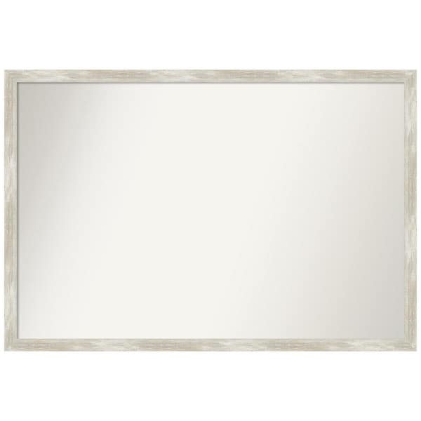 Amanti Art Crackled Metallic Narrow 38 in. W x 26 in. H Non-Beveled Bathroom Wall Mirror in Silver