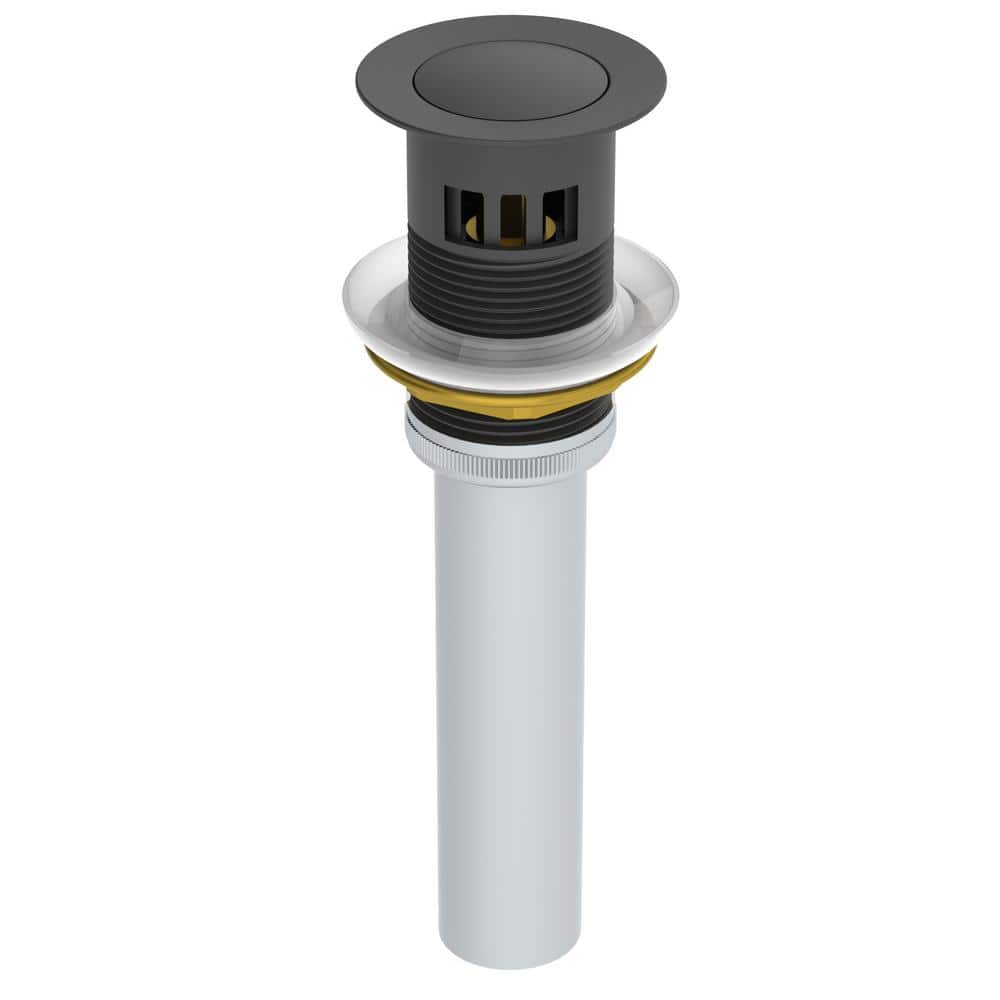 Matte Black Solid Brass Single-Handle Bathroom Faucet with Push Pop Drain