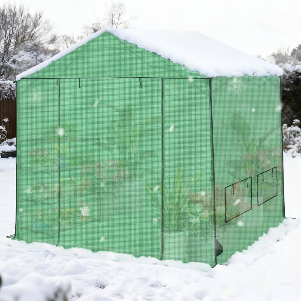 COOS BAY 8 ft. x 8 ft. Walk-In Pop-Up Gardening Greenhouse