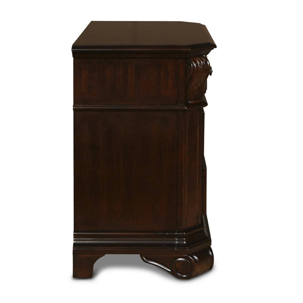 Emilie Tudor Brown Solid Wood Traditional 3-Drawer Nightstand