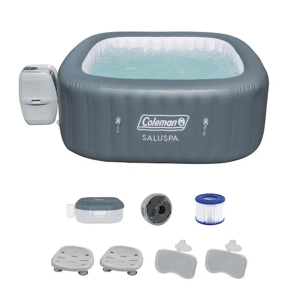 Coleman 6-Person Square Hot Tub with 2Pack Bestway SaluSpa Seat and 2 Headrest Pillows