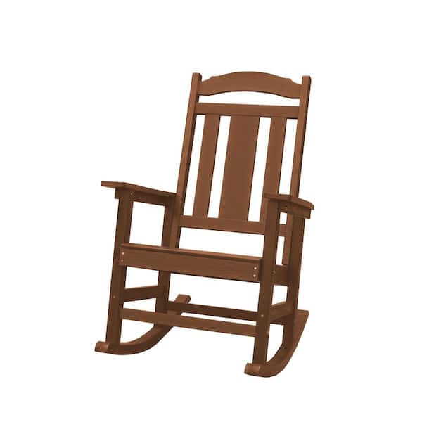 Clihome HIPS Plastic Presidential Outdoor Rocking Chair with High Back in Brown