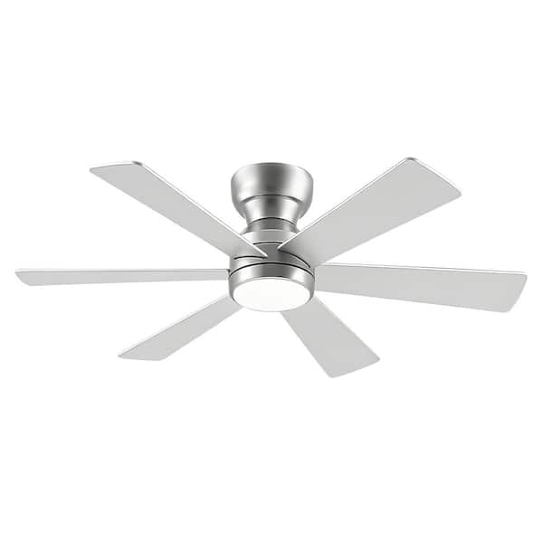 46 in. Silver Quiet Reversible DC Motor Ceiling Fan with Remote Control, Adjust Height 3-Color Temperature