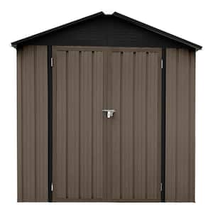6 ft. W x 4 ft. D Metal Garden Shed for Outdoor Storage with Single Lockable Door in Brown and Black (24 sq. ft.)