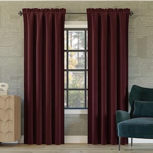 Alna Theater Grade Wine Red Polyester 52 in. W x 84 in. L Rod Pocket 100% Blackout Curtain (Single Panel)