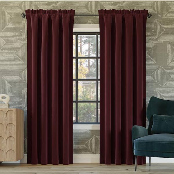 Sun Zero Alna Theater Grade Wine Red Polyester 52 in. W x 95 in. L Rod Pocket 100% Blackout Curtain (Single Panel)
