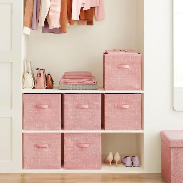 Unbranded Pink 13 in. x 13 in. Cardboard Decorative Basket Set of 6