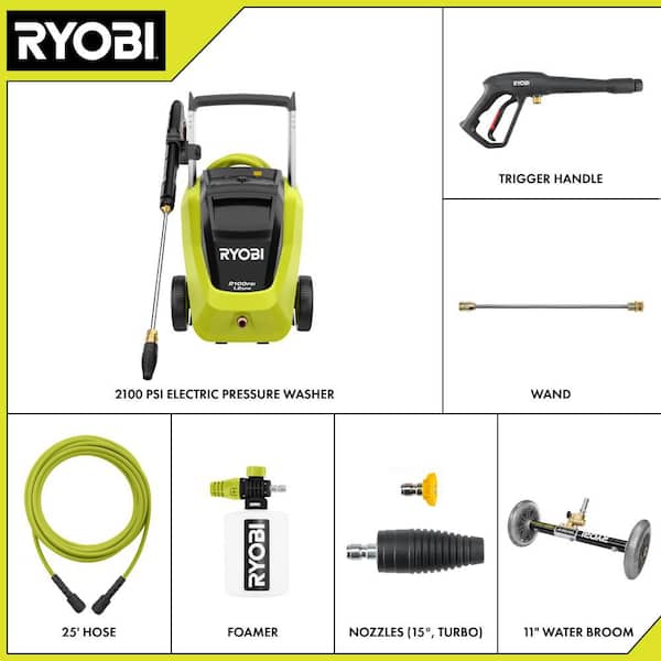 2100 PSI 1.2 GPM Cold Water Corded Electric Pressure Washer with Water Broom