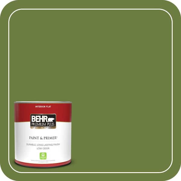 BEHR PREMIUM PLUS 1 qt. #M350-7 Healing Plant Flat Low Odor Interior Paint & Primer
