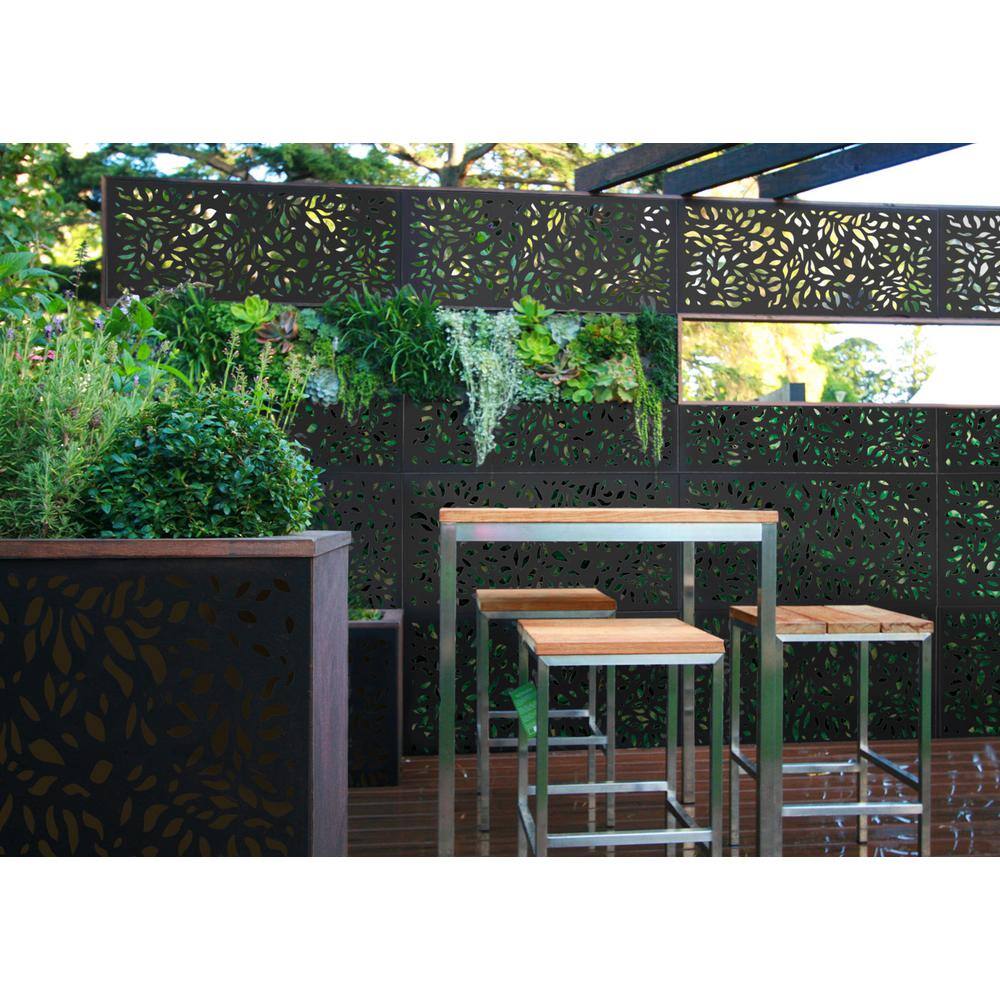 Charcoal Grey Botanical Design Composite Privacy Fence Panel