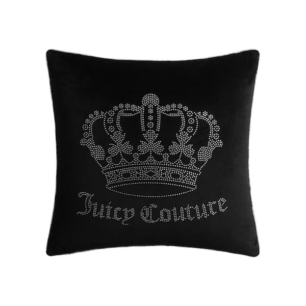 JUICY COUTURE Gothic Rhinestone Black 20 in. x 20 in. Throw Pillow