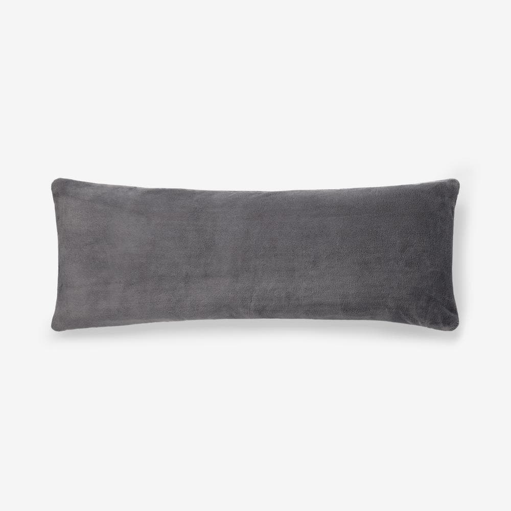 The Company Store Company Cotton Plush Graphite 14 in. x 40 in. Decorative Throw Pillow Cover