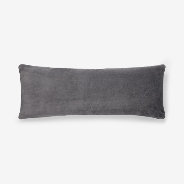 The Company Store Company Cotton Plush Graphite 14 in. x 40 in. Decorative Throw Pillow Cover