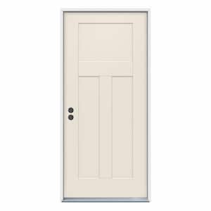 32 in. x 80 in. 3-Panel Craftsman Primed Steel Prehung Right-Hand Inswing Front Door
