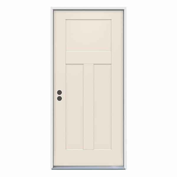 JELD-WEN 32 in. x 80 in. 3-Panel Craftsman Primed Steel Prehung Right-Hand Inswing Front Door