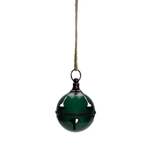 7 in. Green Metal Jingle Bell Hanging Christmas Decoration