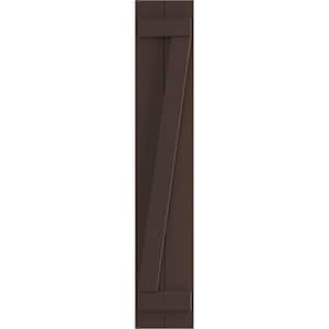 10-3/4 in. x 59 in. True Fit PVC 2-Board Joined Board and Batten Shutters with Z-Bar in Raisin Brown