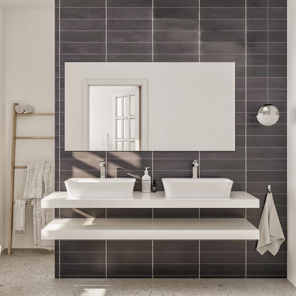 Sleek 48" Frameless Rectangular Silvered Wall Mirror