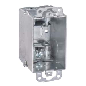 3 in. H x 2 in. W x 2-1/2 in. D Steel Metallic 1 Gang Switch Box One 1/2 in. KO and MC/BX Clamp and Plaster Ear 1 Pack