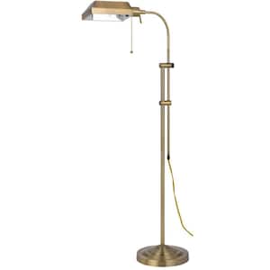 57 in. Brass 1 Dimmable (Full Range) Standard Floor Lamp for Living Room with Metal Empire Shade