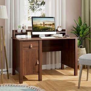 48 in. W Computer Desk Home Office Writing Workstation w/Drawer and Hutch Walnut