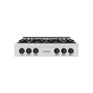 Autograph Edition 36 in. Legacy Rangetop with 6 Burners in Satin Stainless Steel with Matte Black Accents