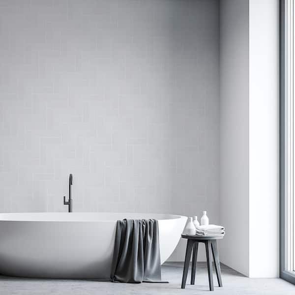 2 in. x 8 in. Herringbone White 11.125 in. x 15.25 in. Matte Ceramic Mosaic Tile (8.25 sq. ft. /Case)