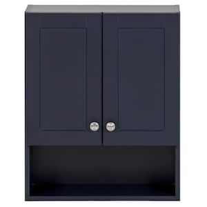 Lancaster 20.5 in. W x 7.7 in. D x 25.6 in. H Surface-Mount Shaker Bathroom Storage Wall Cabinet in Deep Blue