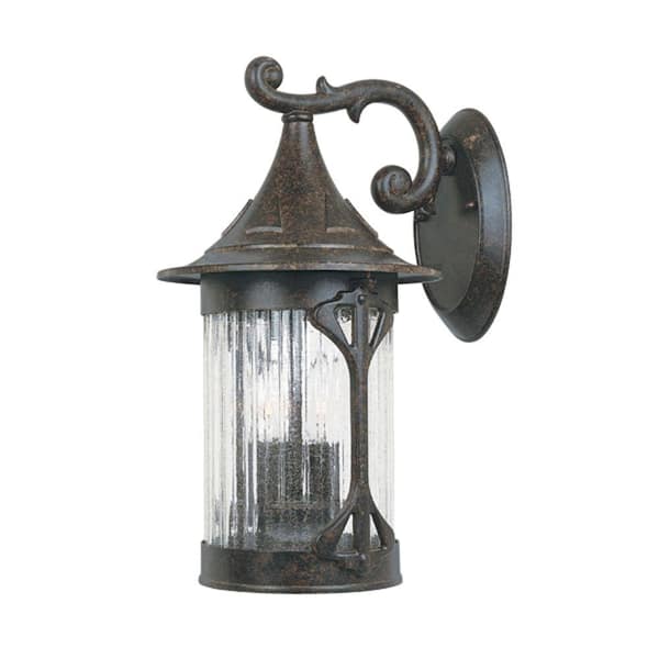 Designers Fountain Canyon Lake 16 in. Chestnut 3-Light Outdoor Line Voltage Wall Sconce with No Bulbs Included