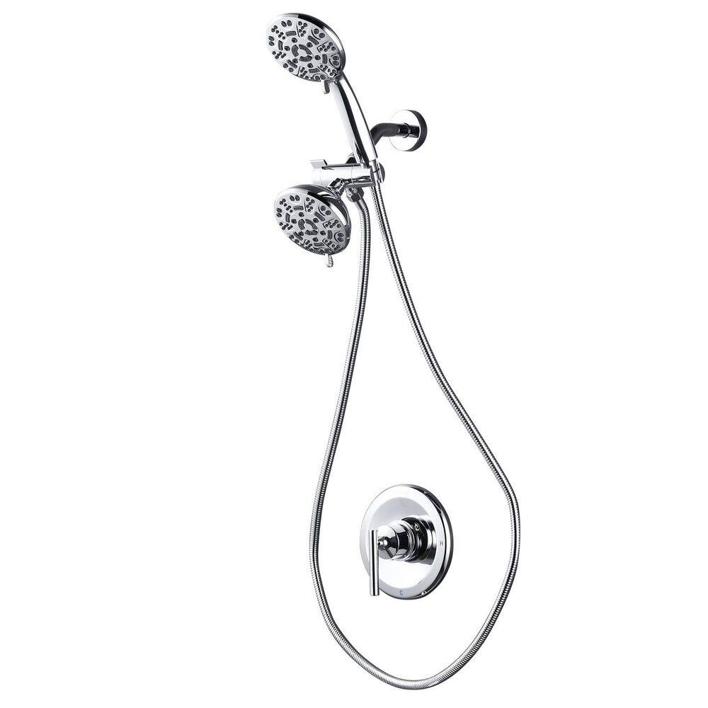 Single Handle 7-Spray Double Shower Heads Shower Faucet 1.8 GPM with High Pressure in Polished Chrome (Valve Included) price history on PriceWatchPro