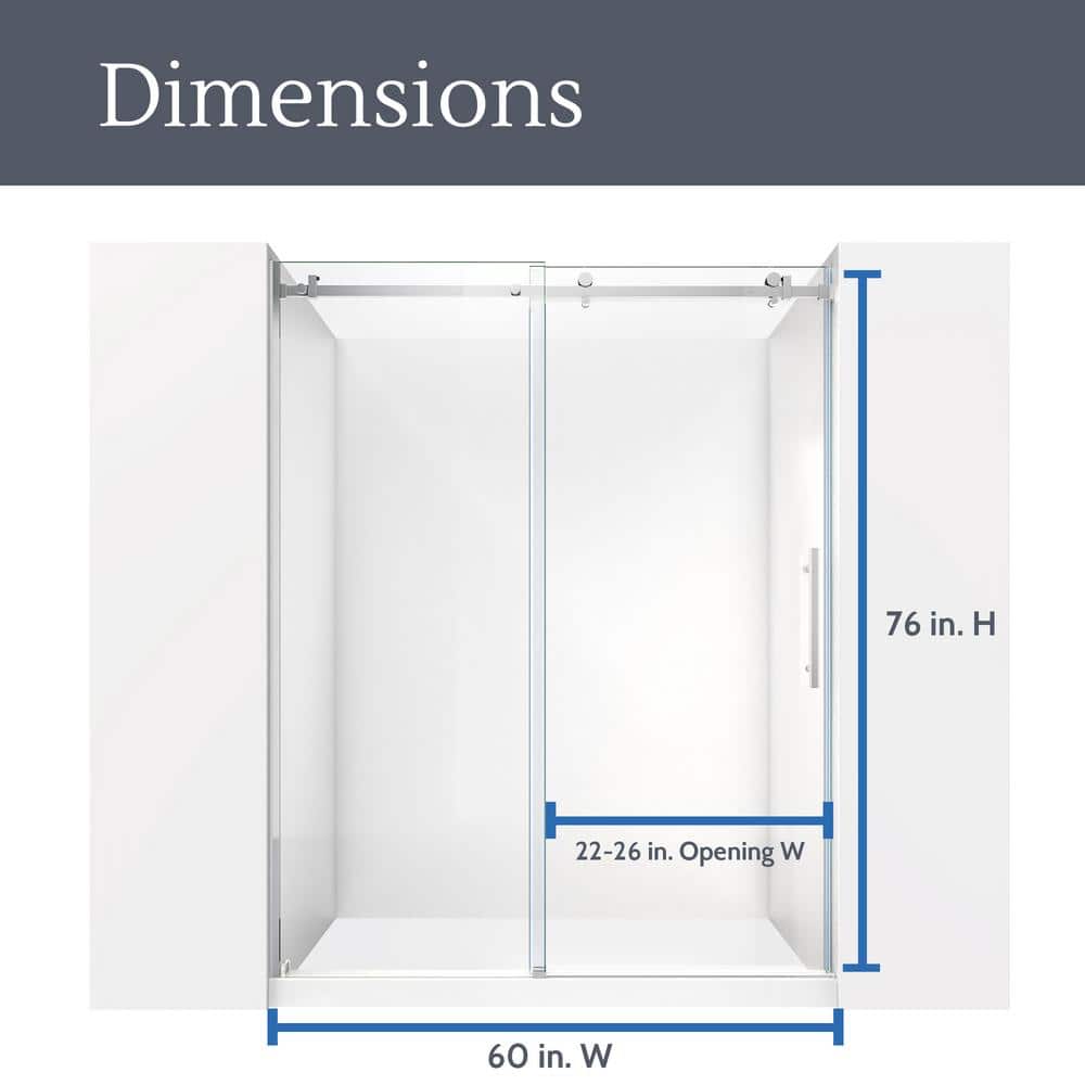 Seneca Matte Black Frameless Sliding Shower Door with Clear Glass