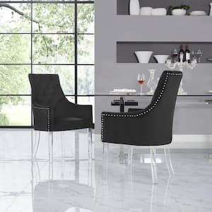 Winona Black Velvet Acrylic Leg Dining Chair (Set of 2)