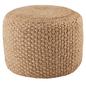 Kealani Trellis Beige 24 in. x 24 in. x 16 in. Cylinder Pouf