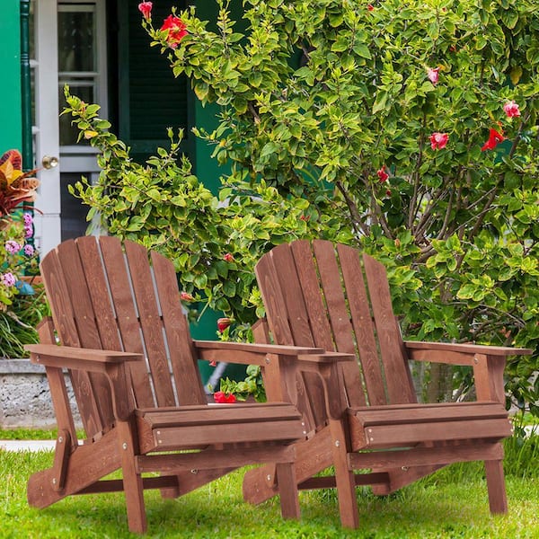 Tenleaf Outdoor Oversize Coffee Wood Folding Adirondack Chair DJ2