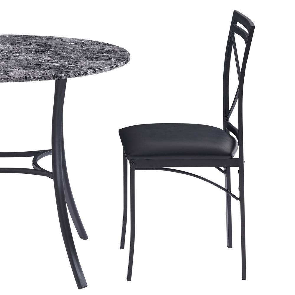Black Faux Leather High Back Cross Metal Dining Chairs Set of 4