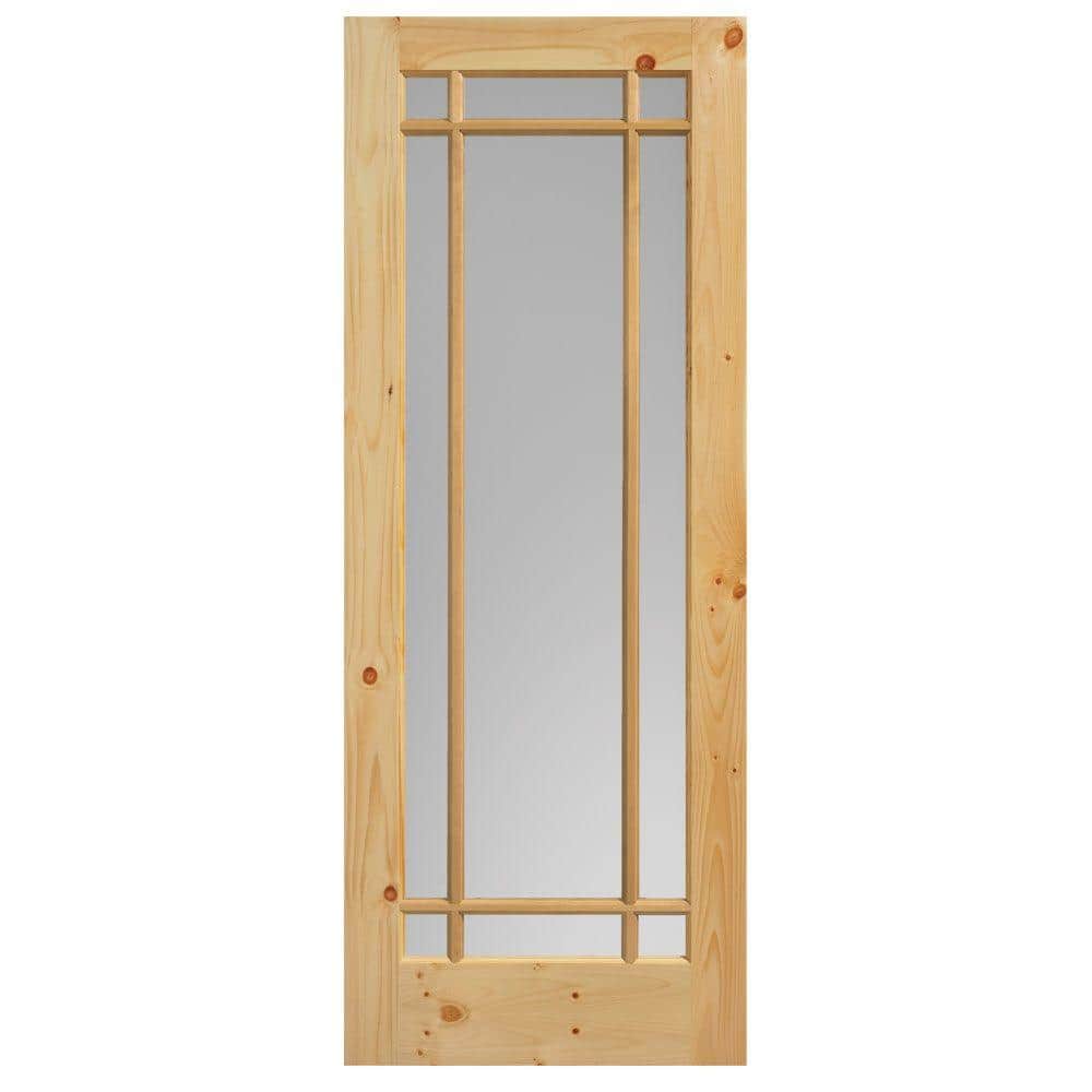 40 in. x 84 in. Prairie Knotty Pine Veneer 9-Lite Solid Wood Interior Barn Door Slab price history on PriceWatchPro