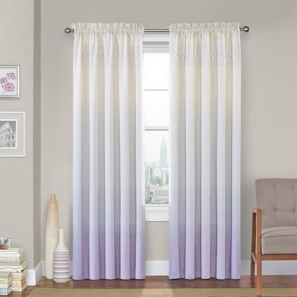 Vue Arashi Lilac Ombre Cotton 52 in. W x 63 in. L Light Filtering