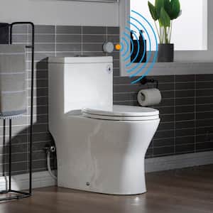 Brick 1-Piece 1.1/1.6 GPF High Efficiency Dual Flush All-In-One Round Toilet in White with Soft Closed Seat Included