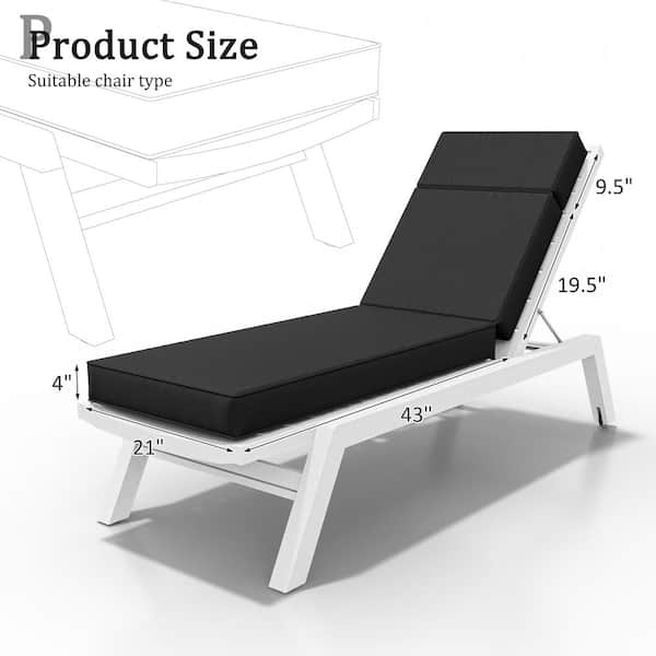 71 in. x 21 in. x 4 in. Premium Waterproof Chaise Lounge Cushion, All-Weather Replacement for Outdoor Chairs Black
