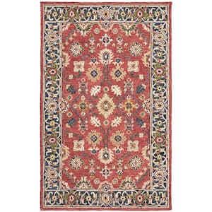 Maddison Red/Blue 4 ft. x 6 ft. Floral Traditional Area Rug