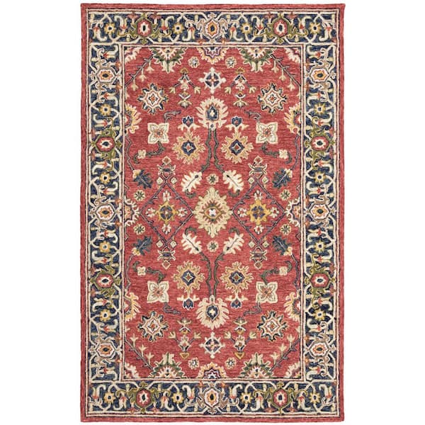 AVERLEY HOME Maddison Red/Blue 4 ft. x 6 ft. Floral Traditional Area Rug