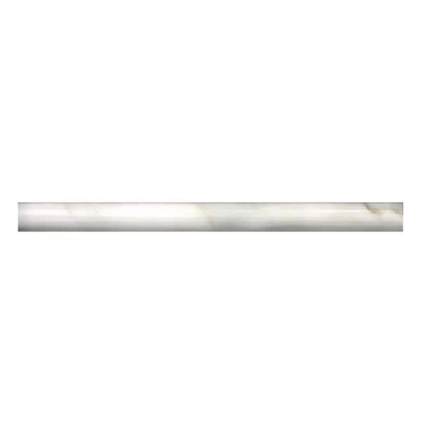 Apollo Tile Grandis 0.6 in. x 12 in. White Marble Honed Pencil Liner Tile Trim (0.5 sq. ft./case) (10-pack)