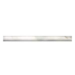 Grandis 0.6 in. x 12 in. White Marble Honed Pencil Liner Tile Trim (0.5 sq. ft./case) (10-pack)