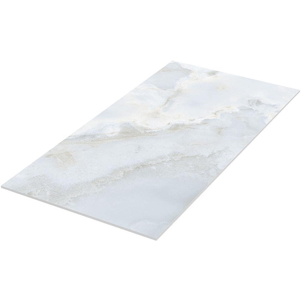 Bijou 24" x 48" Gray Polished Porcelain Marble Look Tile