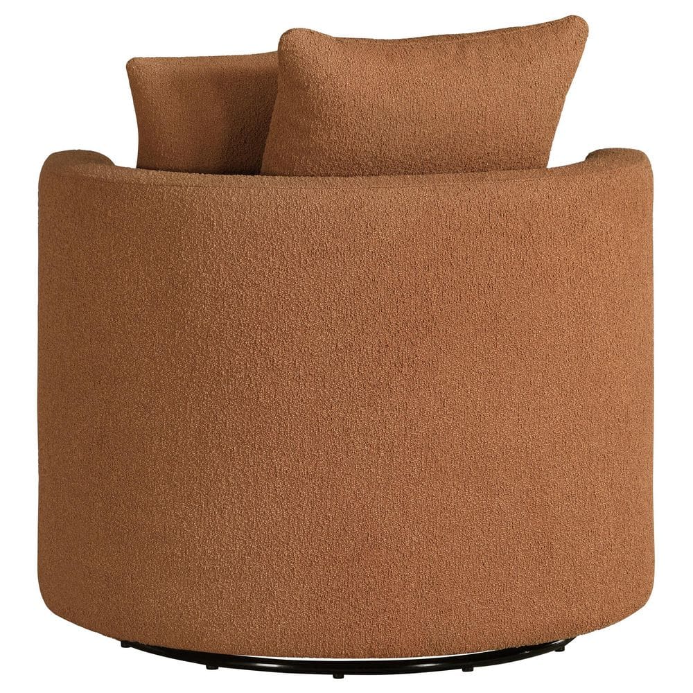 Burnt Orange Boucle Upholstered Swivel Accent Chair