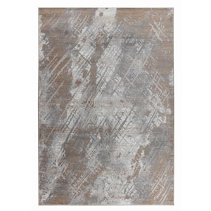 Sakarya Collection Brown Grey 7 ft. x 10 ft. Abstract Contemporary Indoor Area Rug