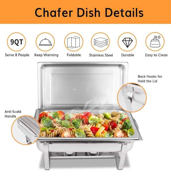 Chafing Dish Food Warmers Buffet Server with Lids, Hot Plates for Keeping  Food Warm, Stainless Steel Commercial Electric Plate Warmer for Keep Food
