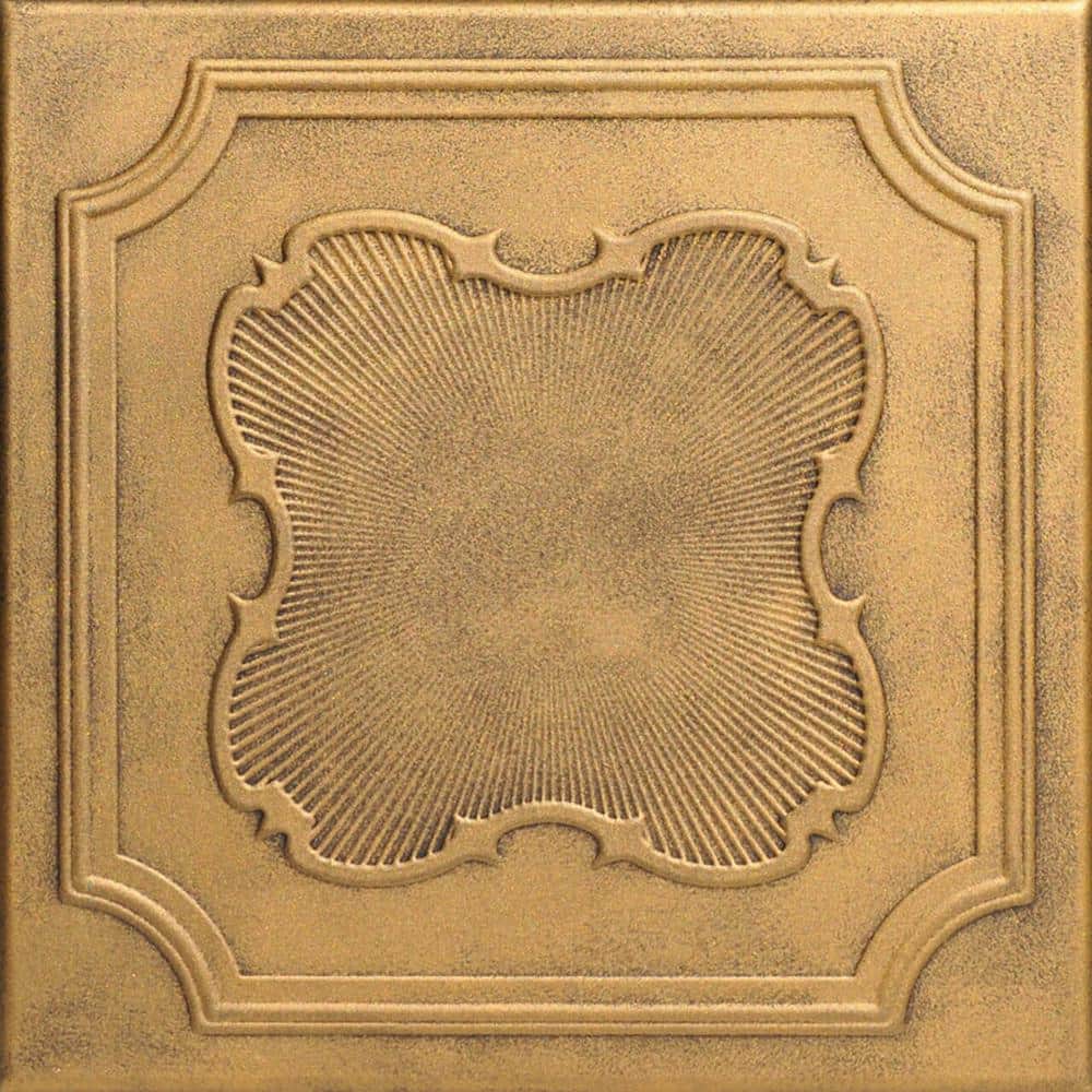Coronado Antique Gold 1.6 ft. x 1.6 ft. Decorative Foam Glue Up Ceiling Til