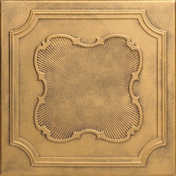 A La Maison Ceilings Coronado Antique Gold 1.6 ft. x 1.6 ft. Decorative Foam Glue Up Ceiling Tile (21.6 sq. ft./case)